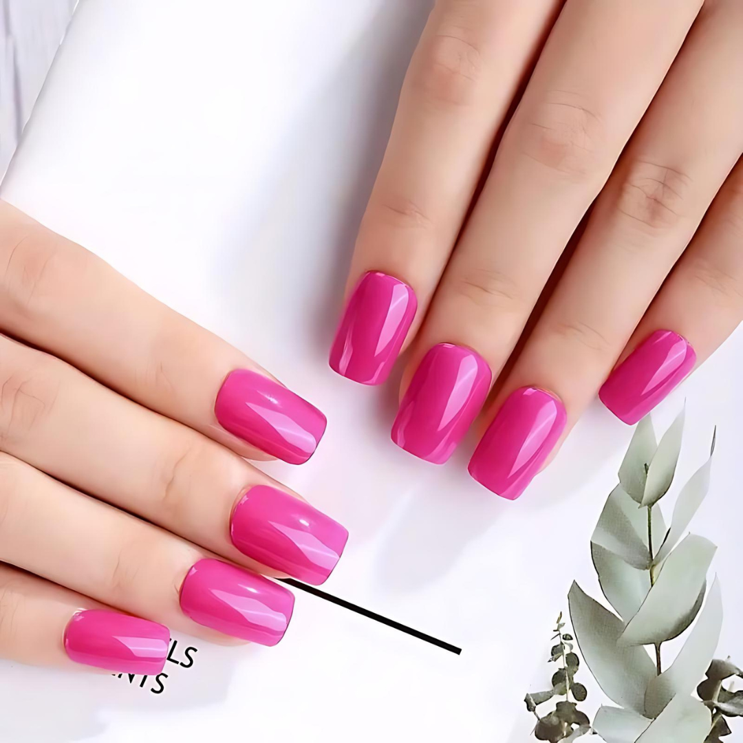 Fuchsia Pink Solid Semi-Cured Gel Nails Strips