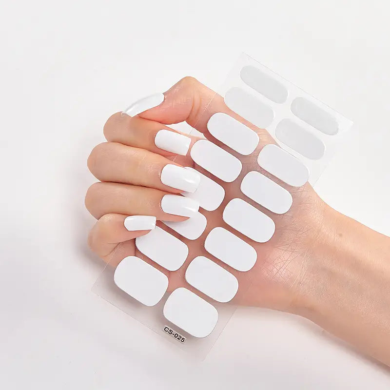 Bright White Semi-Cured Gel Nails