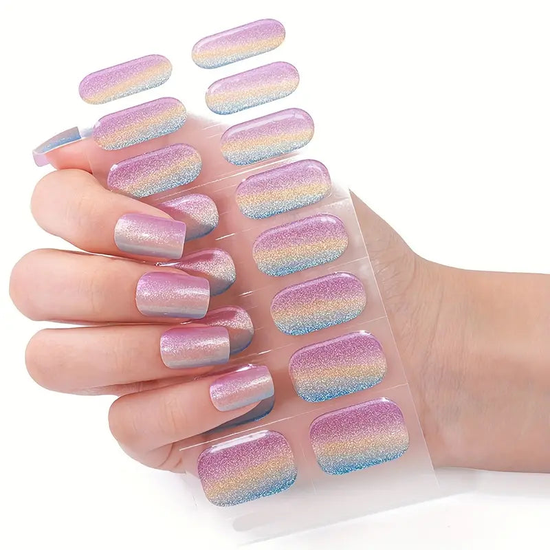 Rainbow Iridescence Semi-Cured Gel Nails