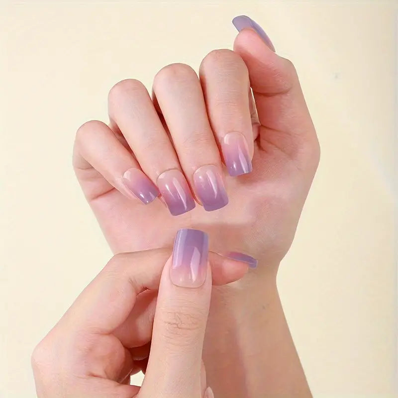 Purple Hue Semi-Cured Gel Nails