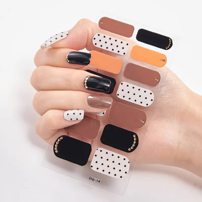 Polka-Dot-Poppy Semi-Cured Gel Nails Strips